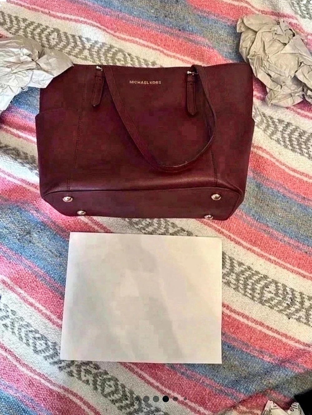 Michael Kors Jet Set Travel Large Saffiano Leather Tote Bag Burgundy